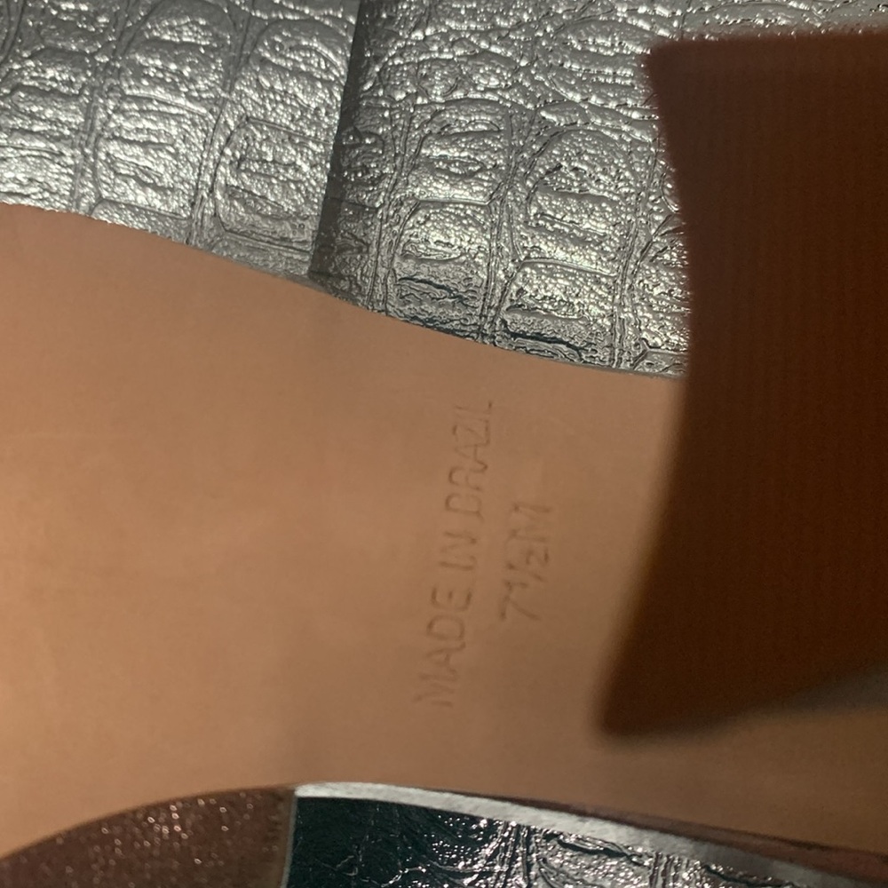 Steve Madden Metallic Silver Slide Wedge Sandals - Picture 3 of 7